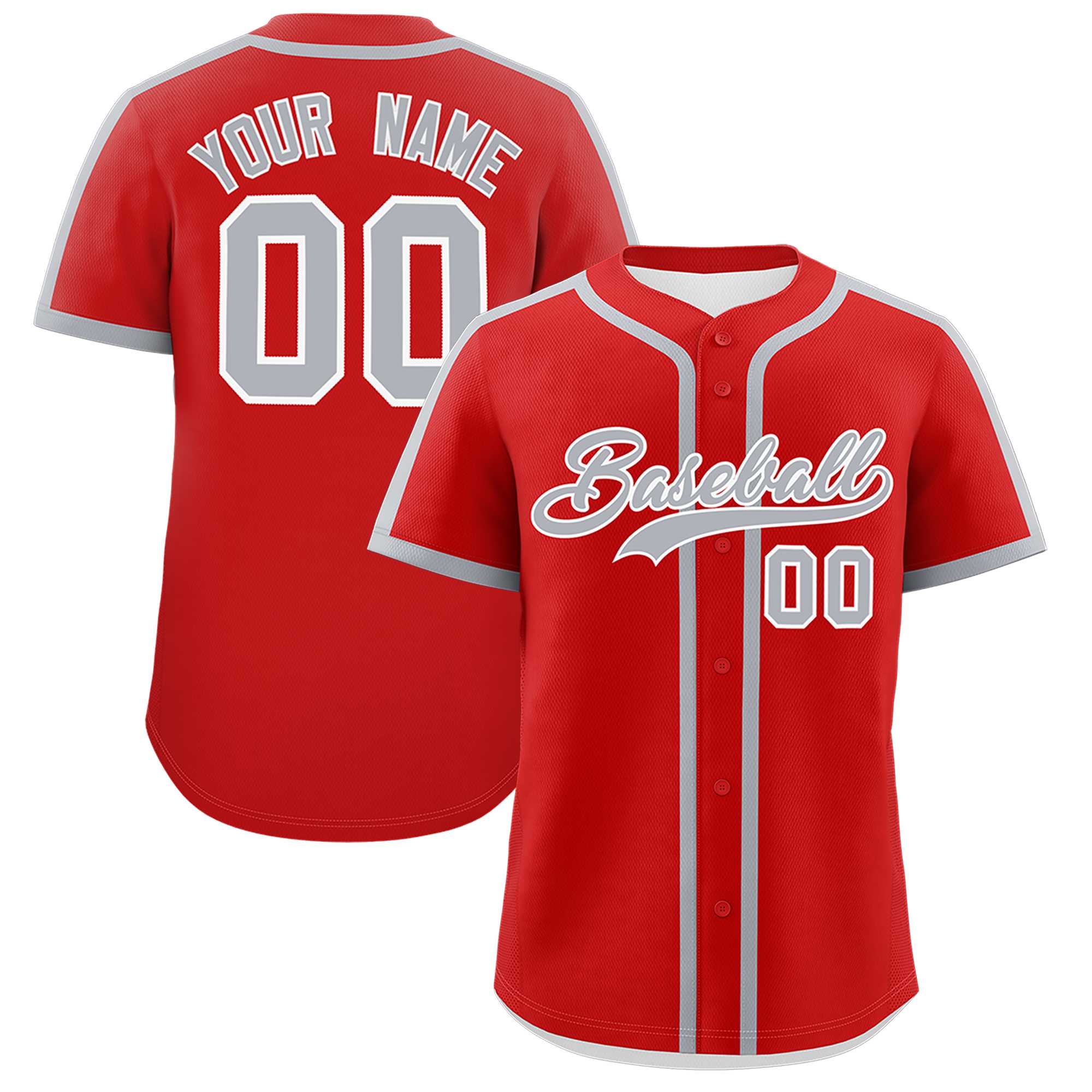 Custom Red Gray Personalized Classic Authentic Baseball Jersey