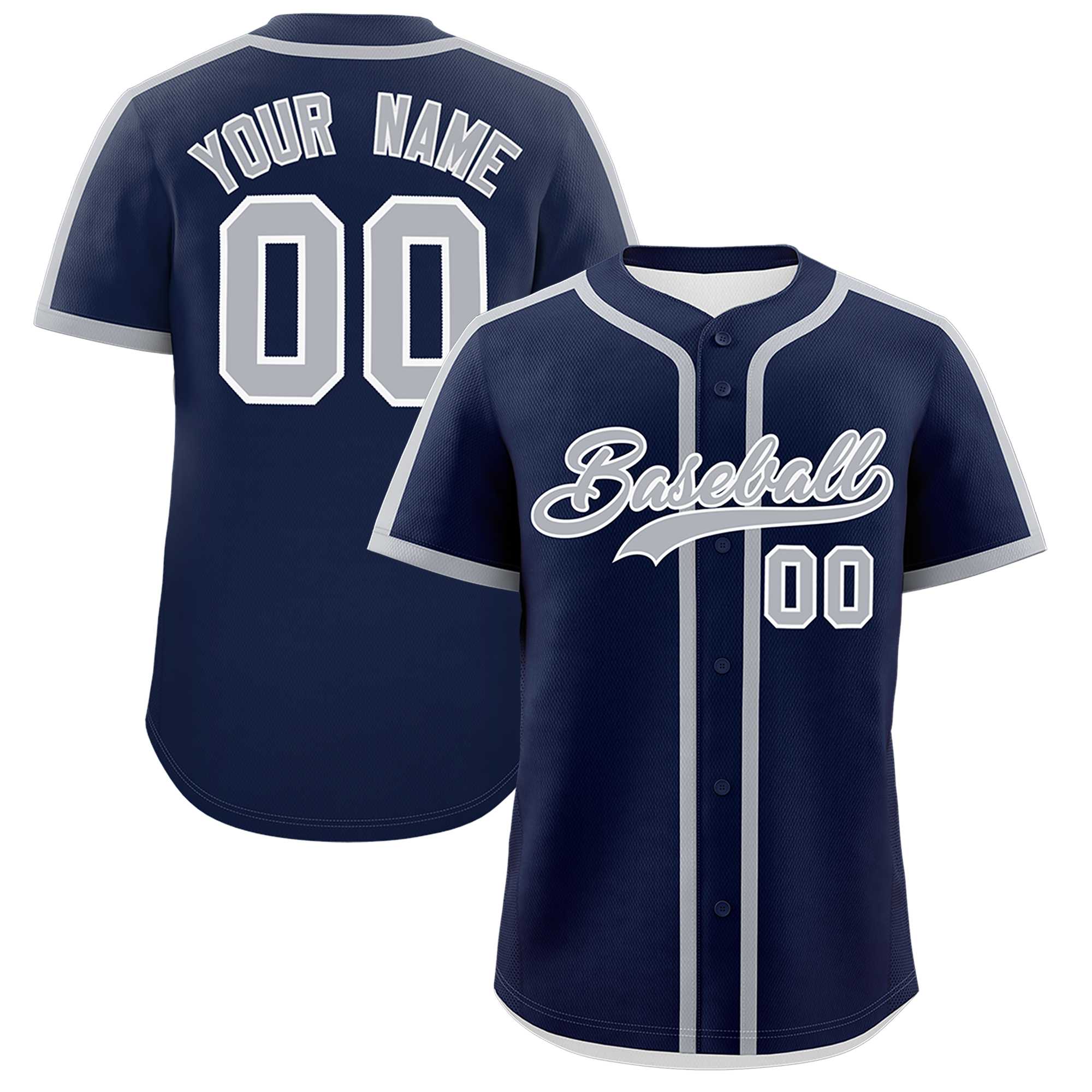 Custom Navy Gray Personalized Classic Authentic Baseball Jersey