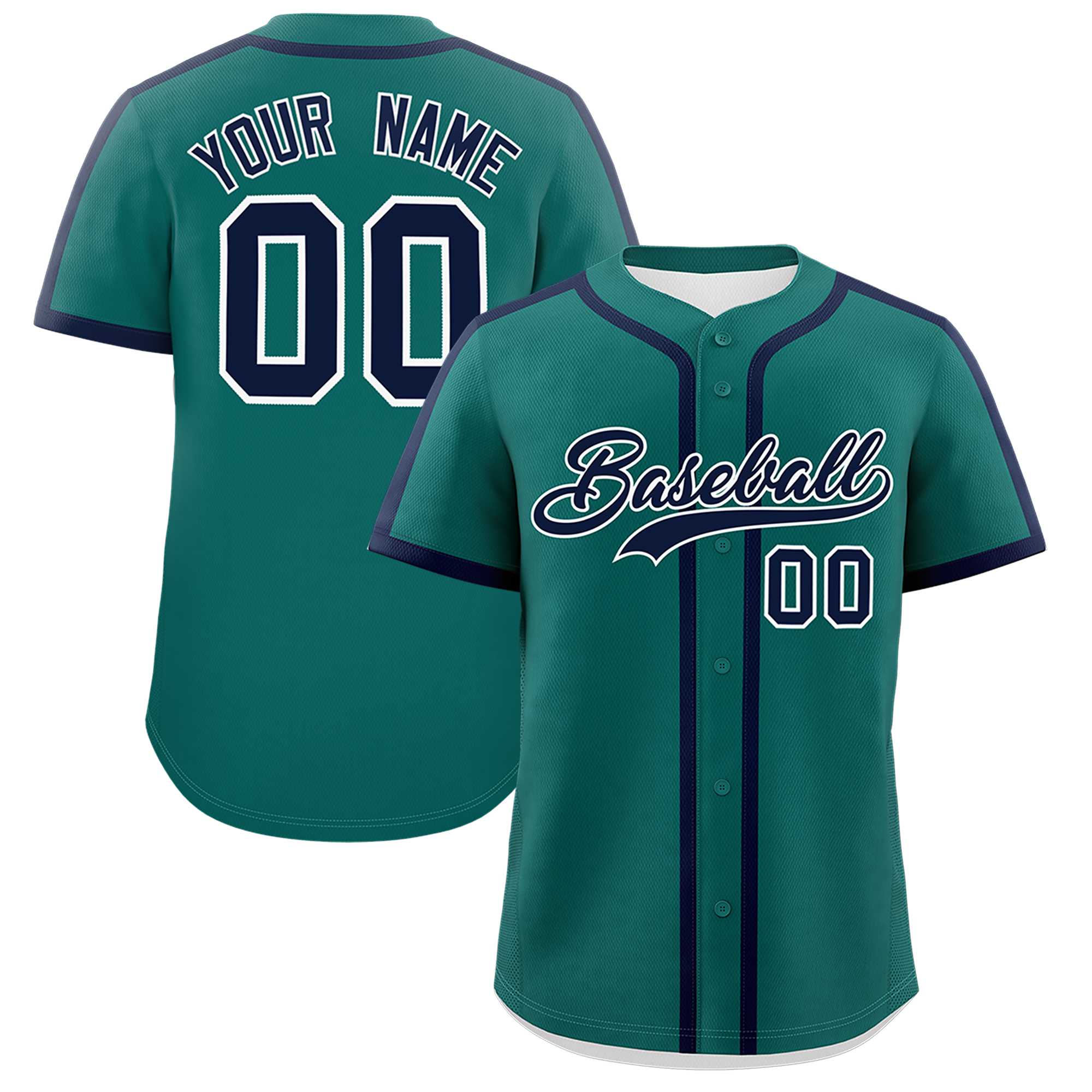 Custom Aqua Navy Personalized Classic Authentic Baseball Jersey