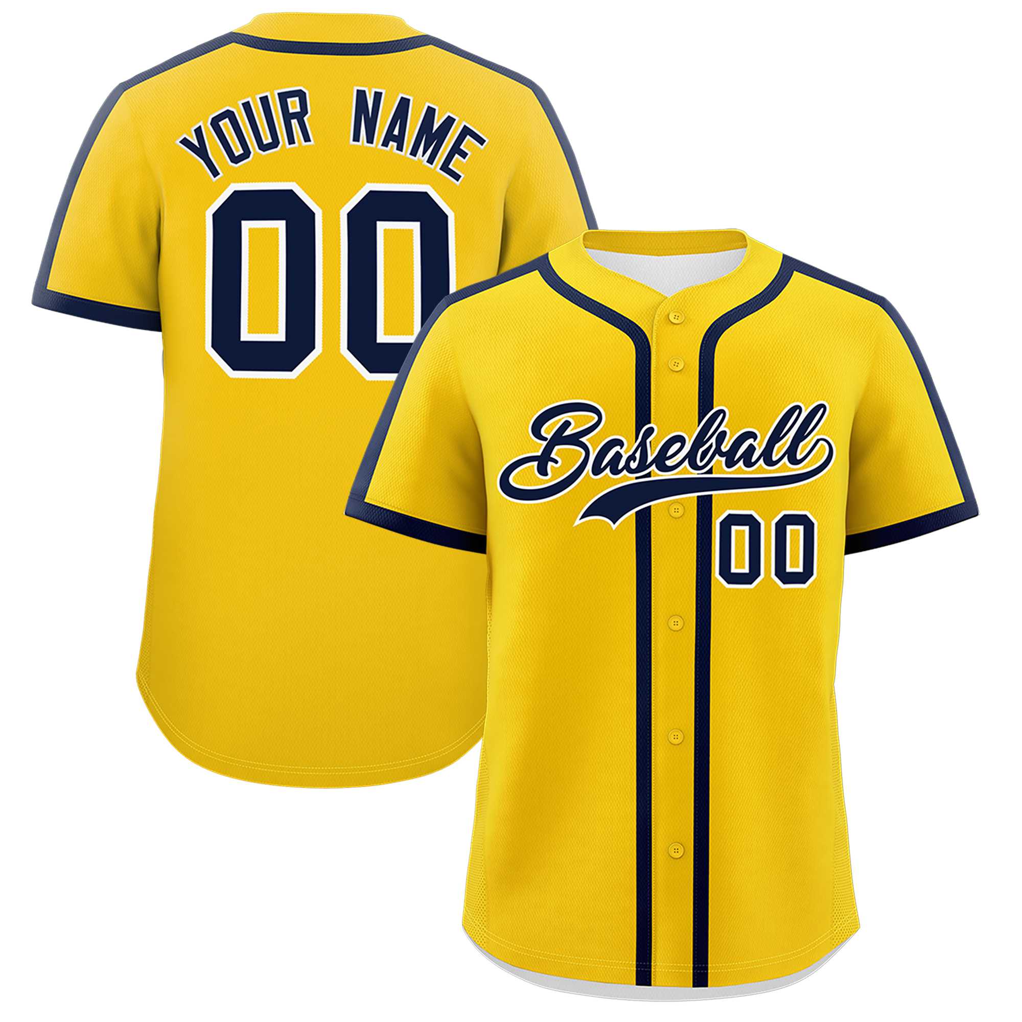 Custom Gold Navy Personalized Classic Authentic Baseball Jersey