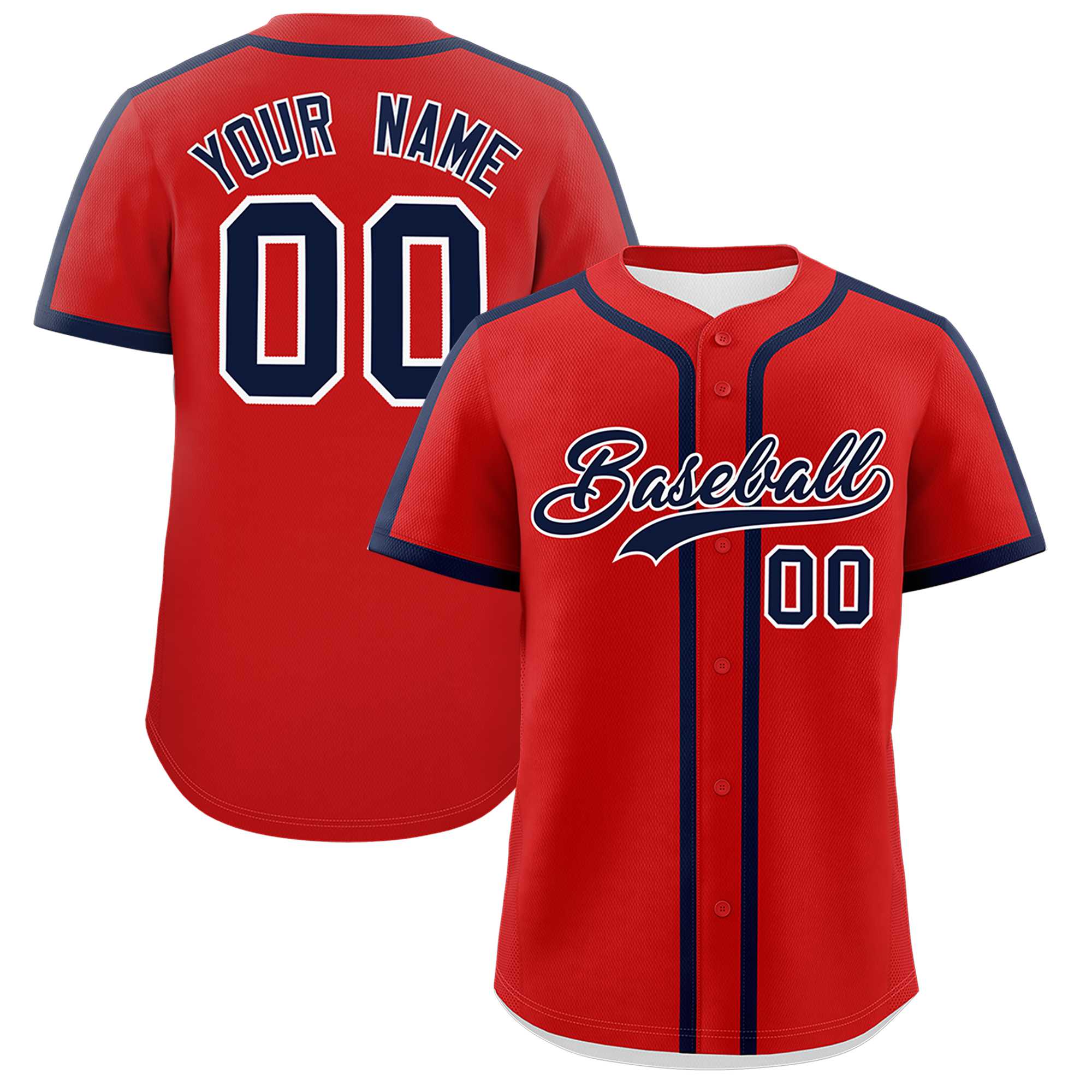 Custom Red Navy Personalized Classic Authentic Baseball Jersey