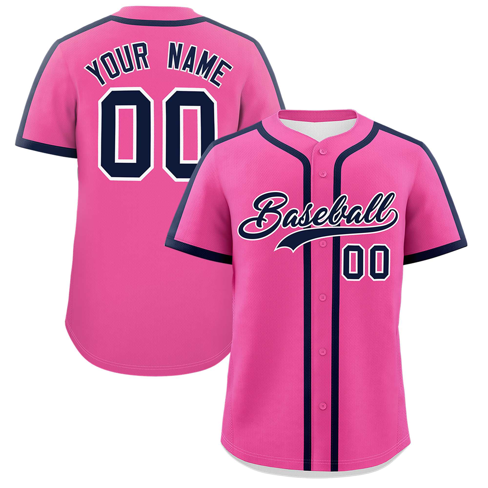 Custom Pink Navy Personalized Classic Authentic Baseball Jersey