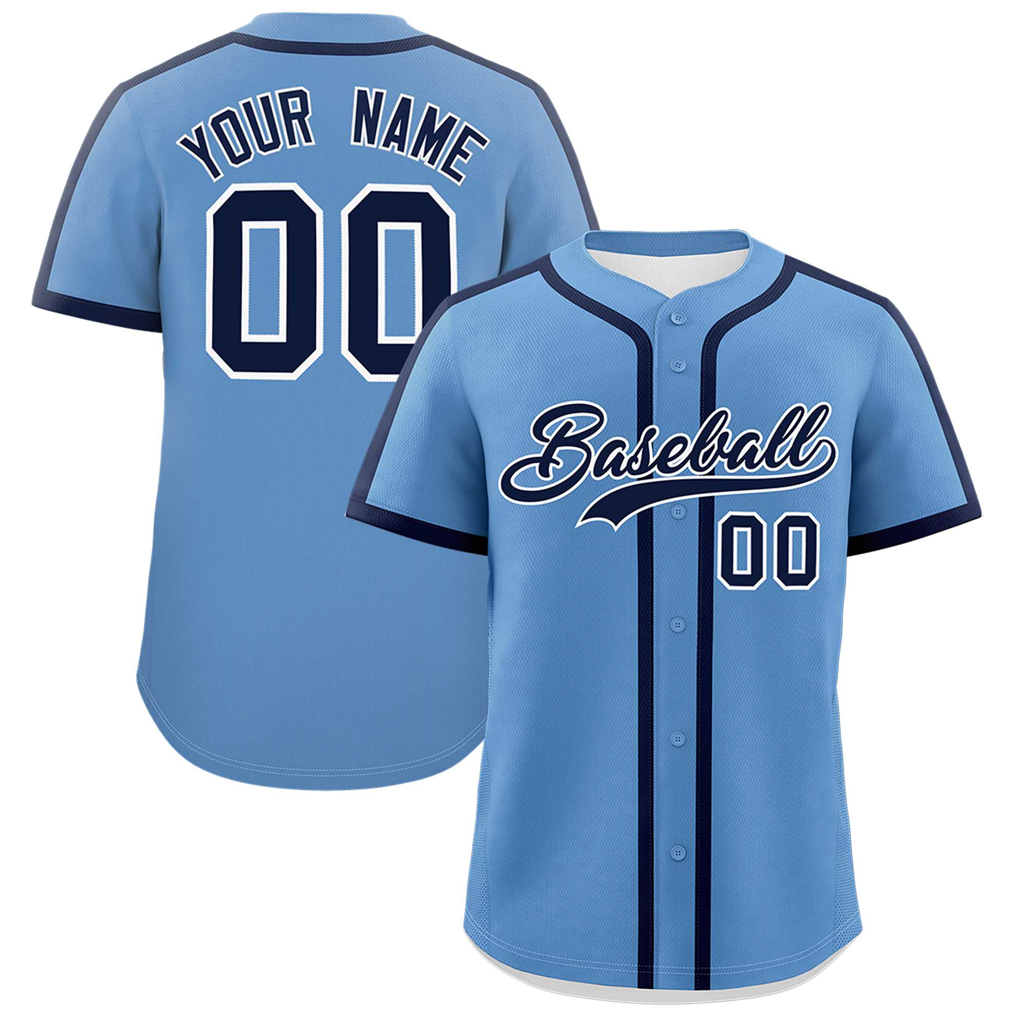 Custom Light Blue Navy Personalized Classic Authentic Baseball Jersey