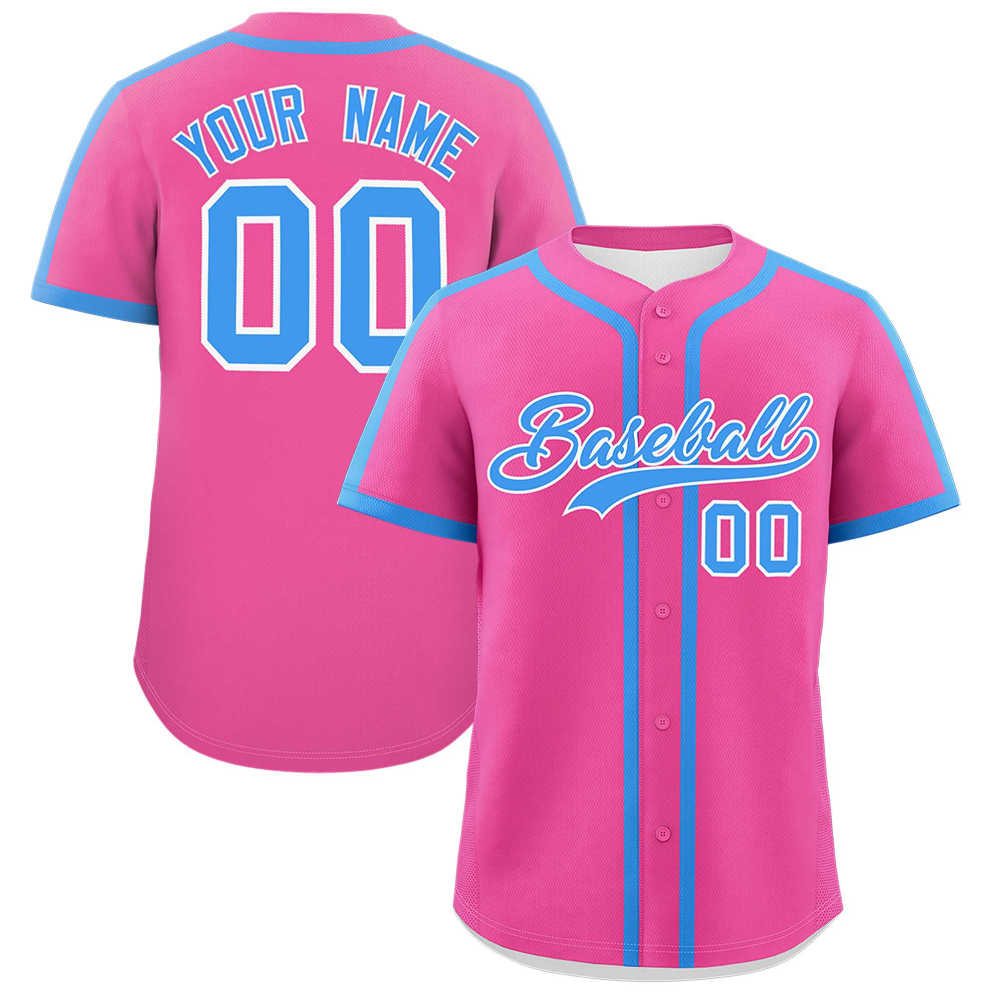 Custom Pink Powder Blue Personalized Classic Authentic Baseball Jersey