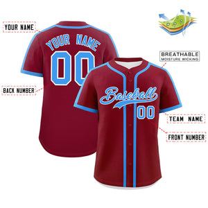 Custom Crimson Powder Blue Personalized Classic Authentic Baseball Jersey