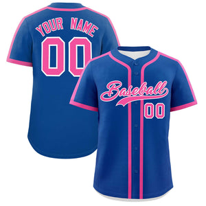 Custom Royal Pink Personalized Classic Authentic Baseball Jersey