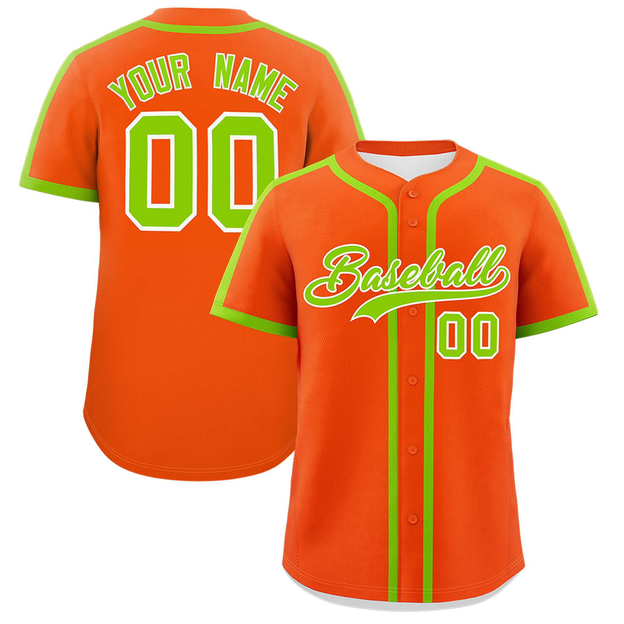 Custom Orange Neon Green Personalized Classic Authentic Baseball Jersey