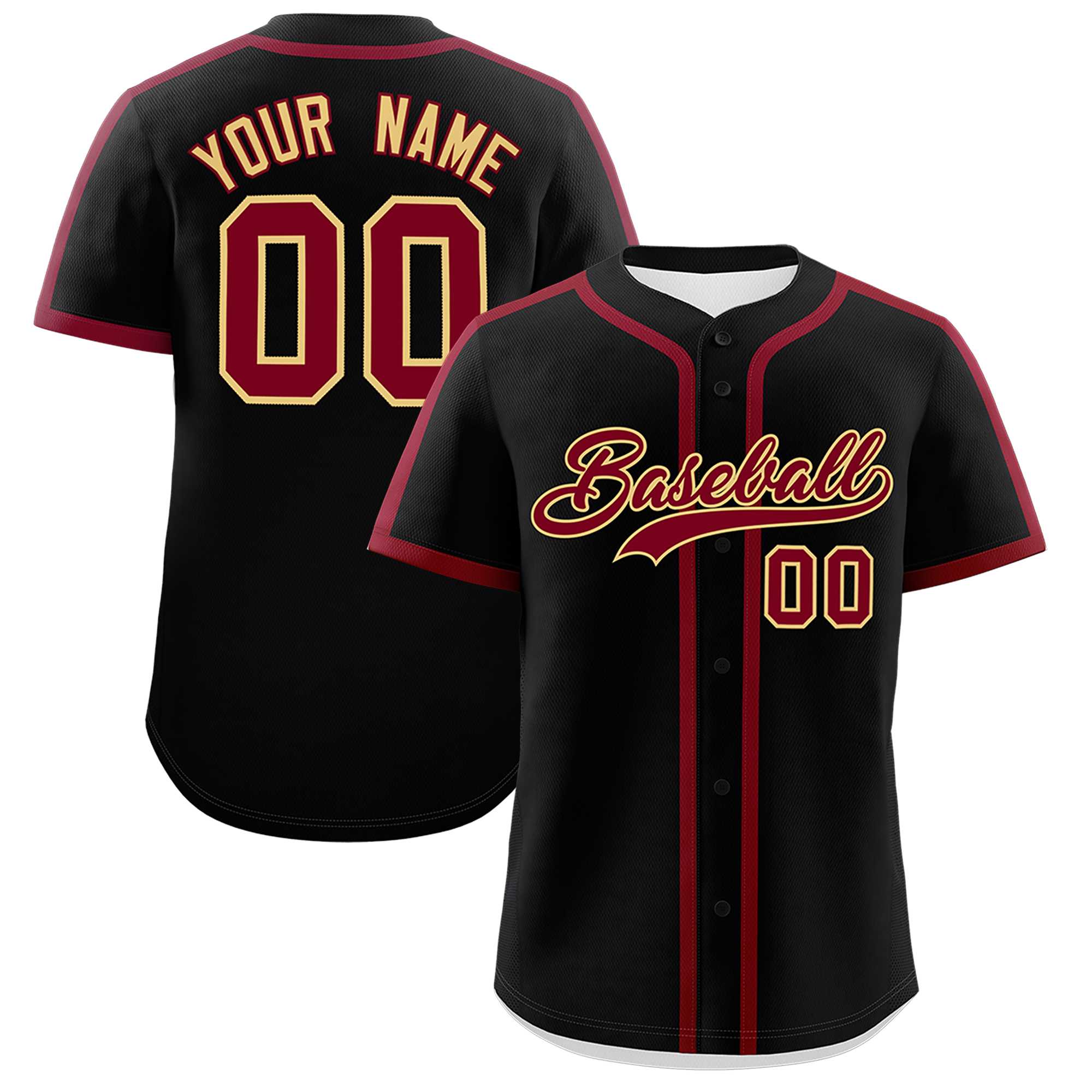 Custom Black Crimson Personalized Classic Authentic Baseball Jersey