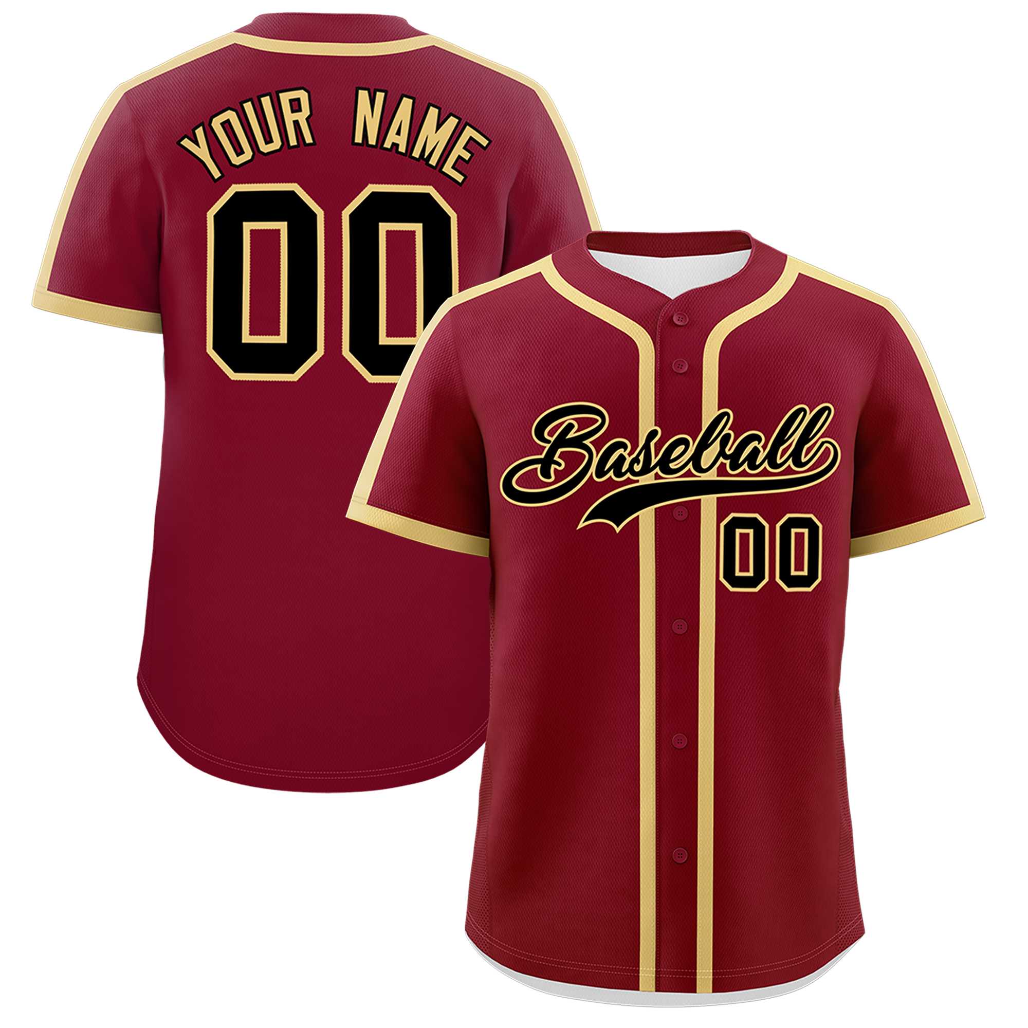 Custom Crimson Khaki Personalized Classic Authentic Baseball Jersey