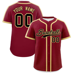 Custom Crimson Khaki Personalized Classic Authentic Baseball Jersey