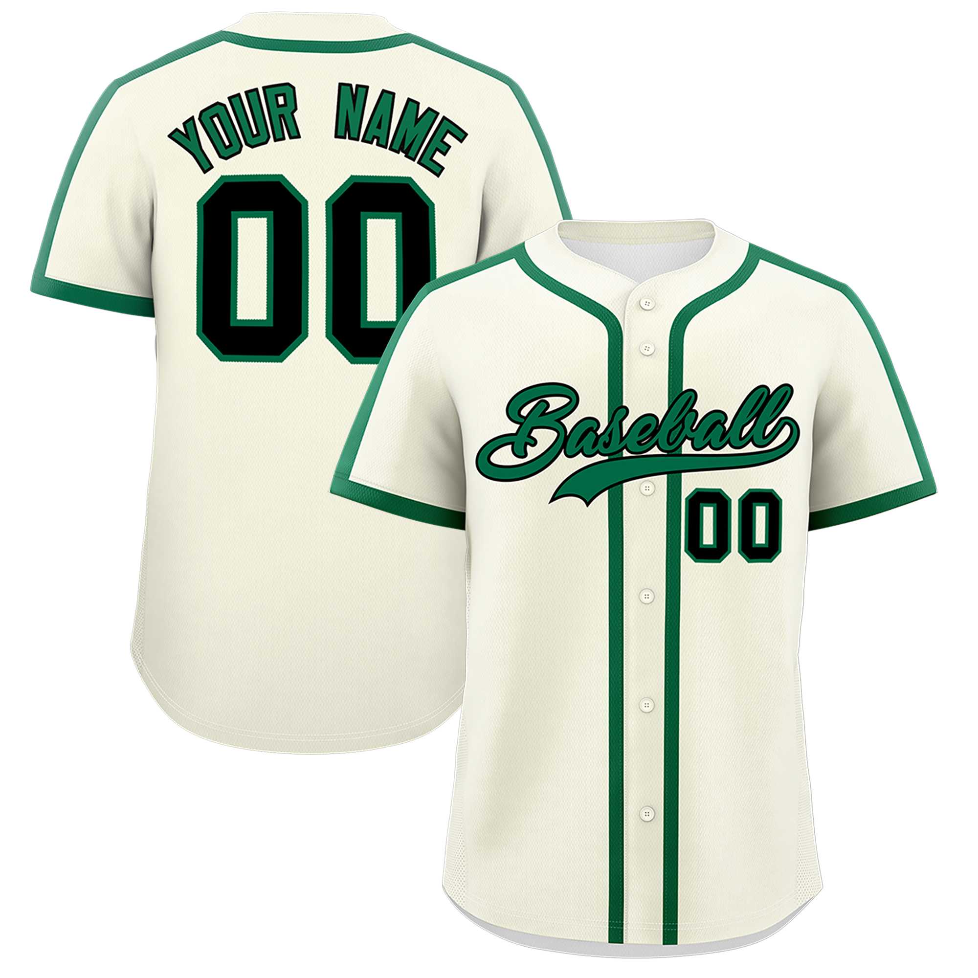 Custom Cream Kelly Green Personalized Classic Authentic Baseball Jersey