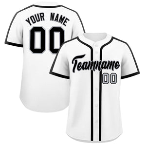 Custom White Black Personalized Classic Authentic Baseball Jersey