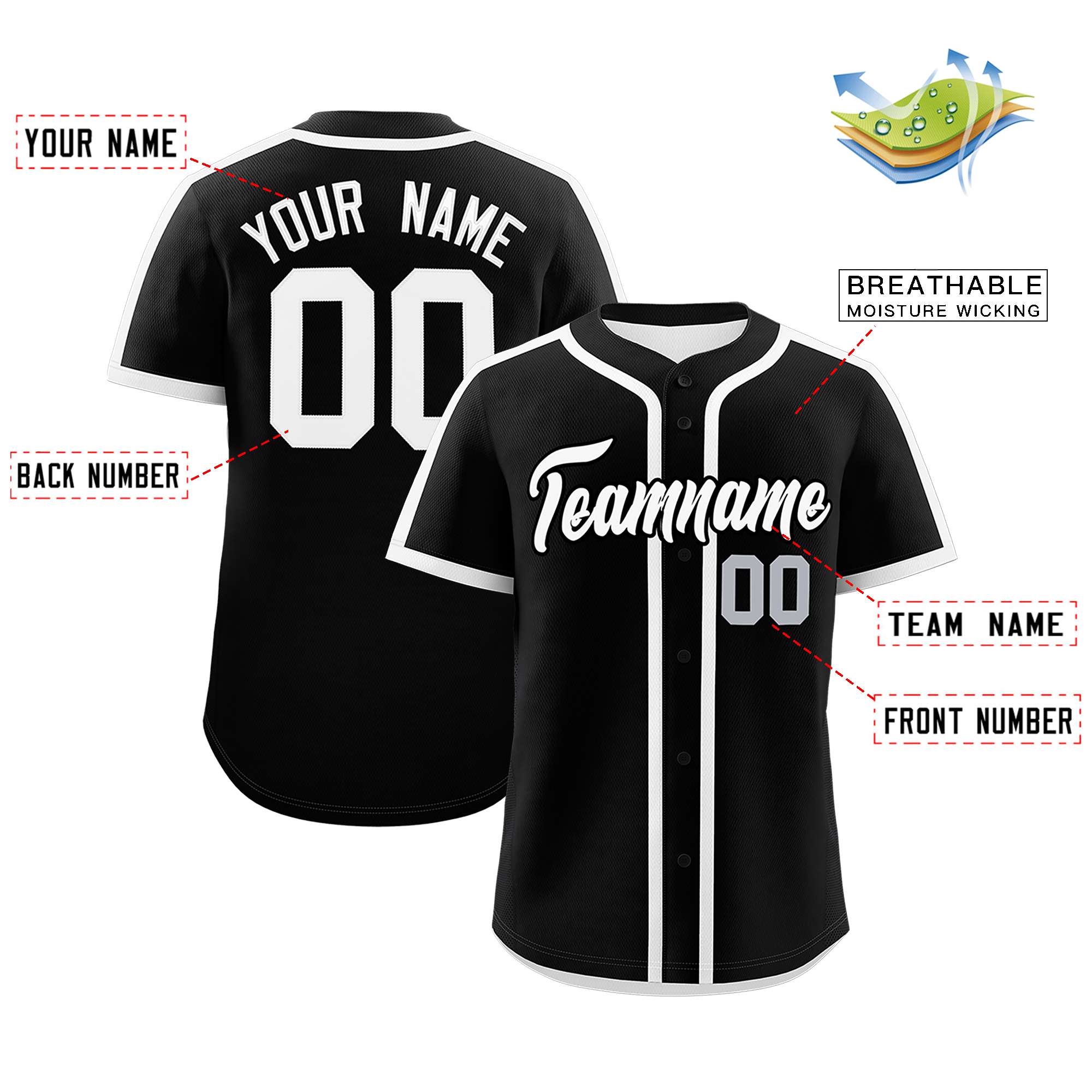 Custom Black White Personalized Classic Authentic Baseball Jersey