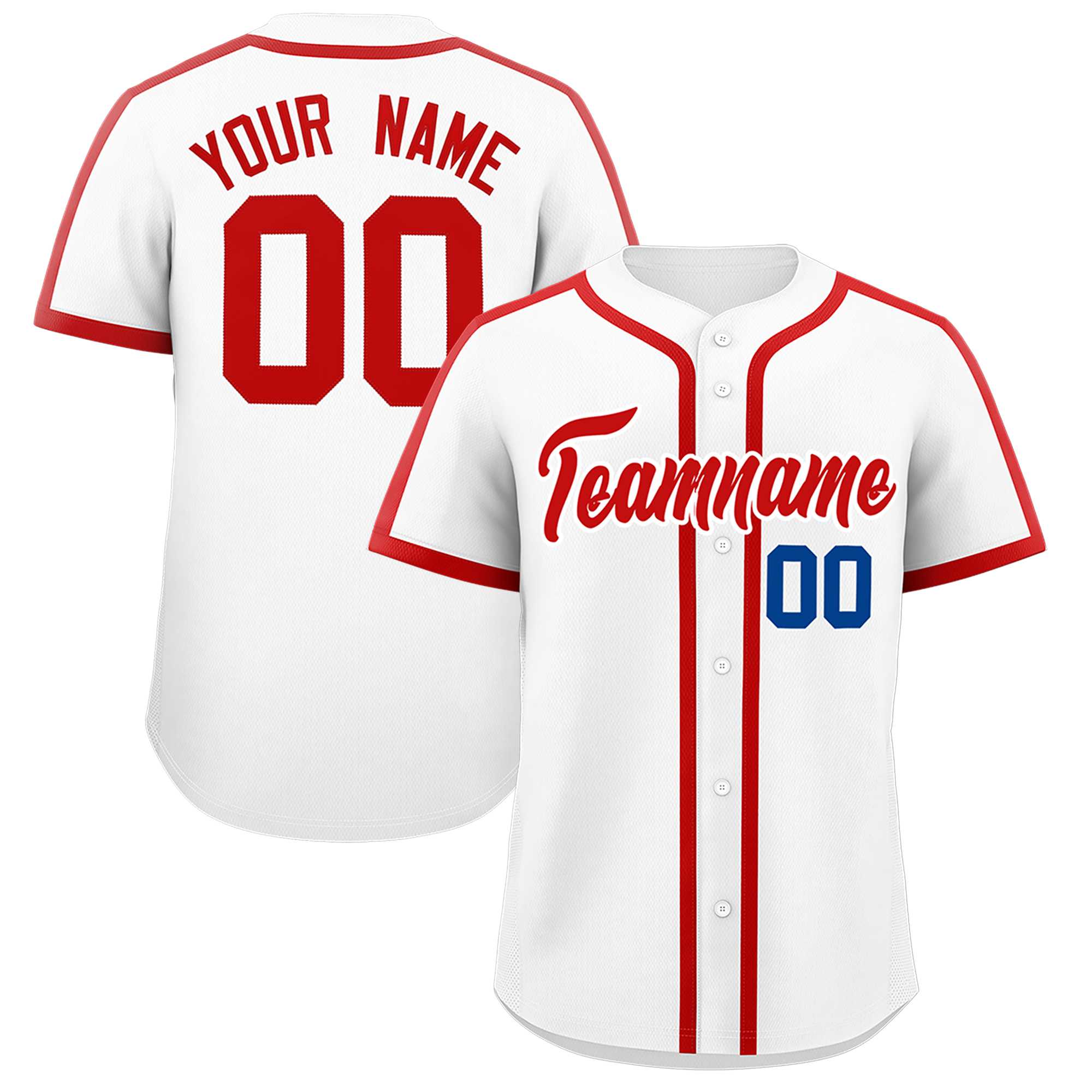 Custom White Red Personalized Classic Authentic Baseball Jersey