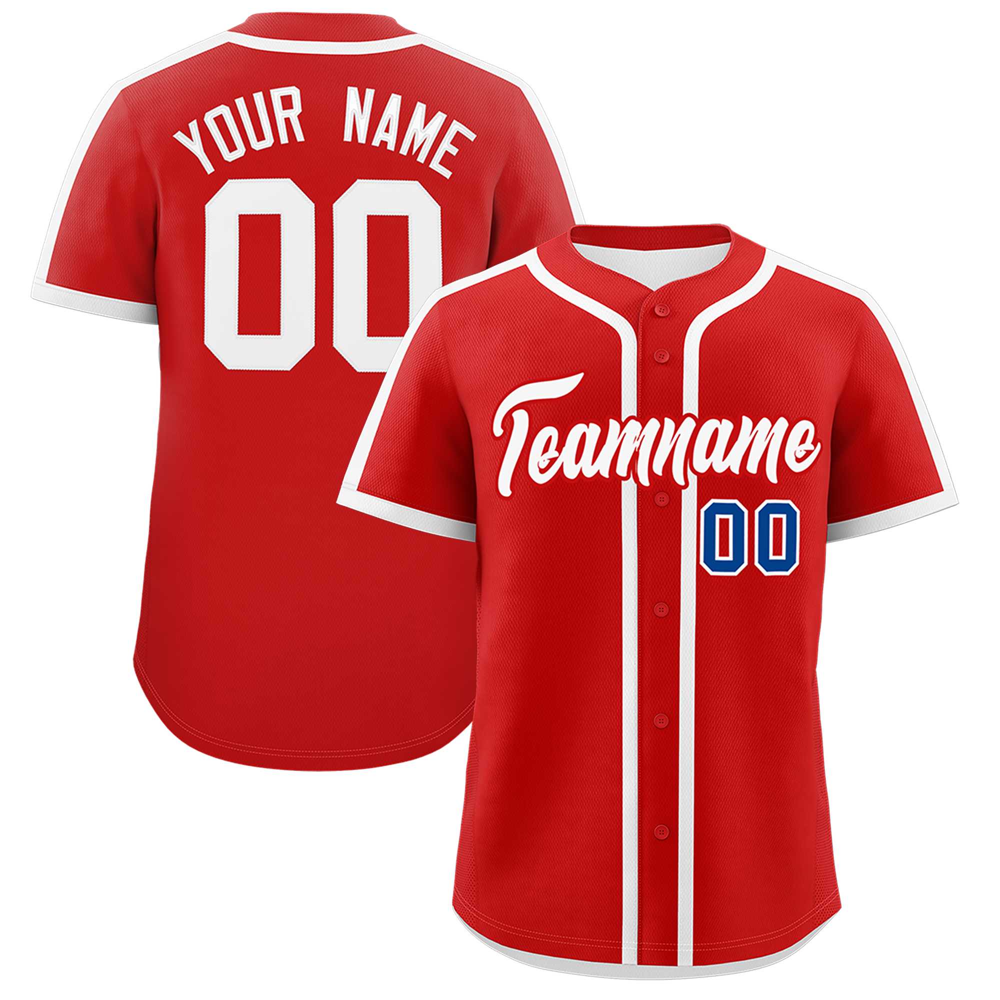 Custom Red White Personalized Classic Authentic Baseball Jersey