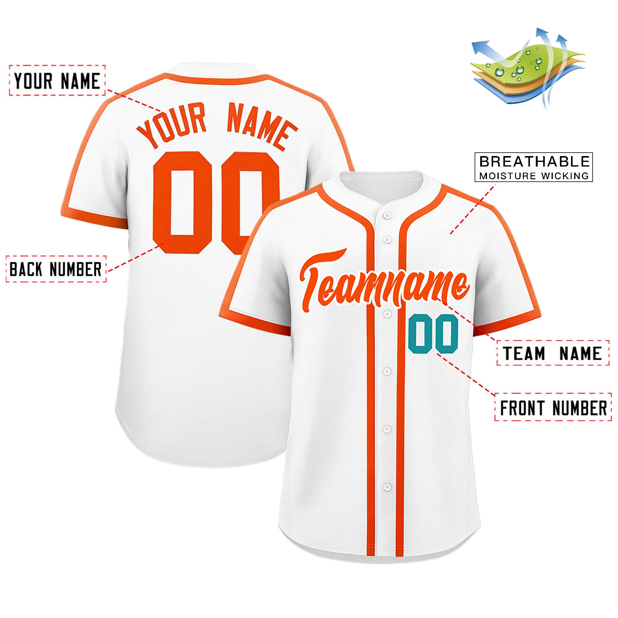 Custom White Orange Personalized Classic Authentic Baseball Jersey