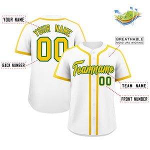 Custom White Gold Personalized Classic Authentic Baseball Jersey