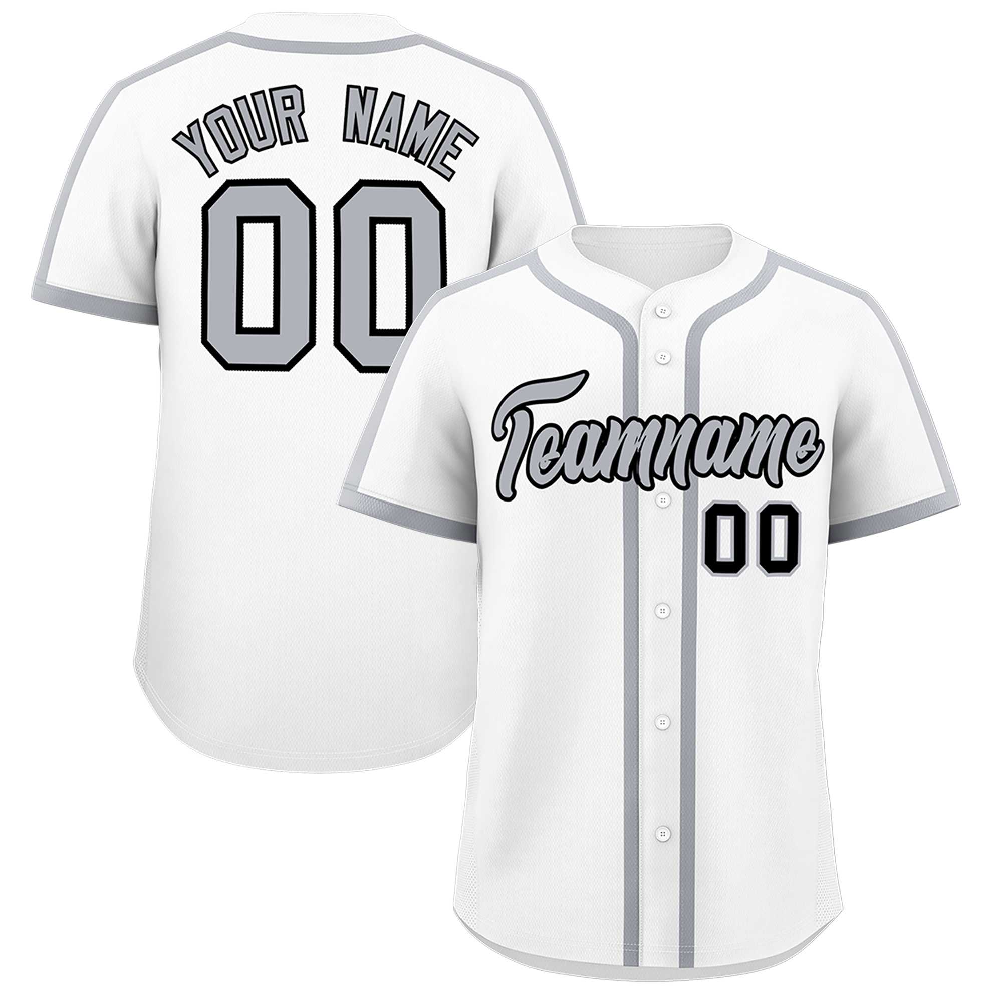 Custom White Gray Personalized Classic Authentic Baseball Jersey