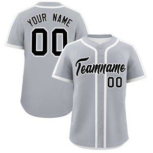 Custom Gray White Personalized Classic Authentic Baseball Jersey