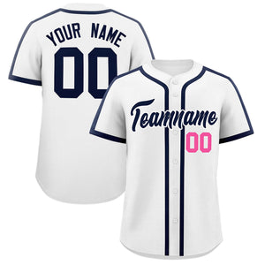 Custom White Navy Personalized Classic Authentic Baseball Jersey