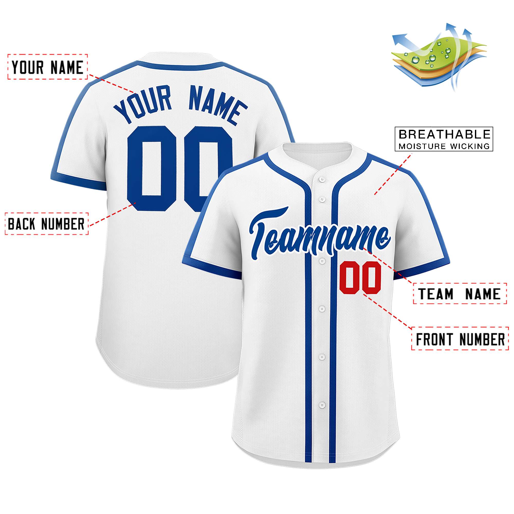 Custom White Royal Personalized Classic Authentic Baseball Jersey