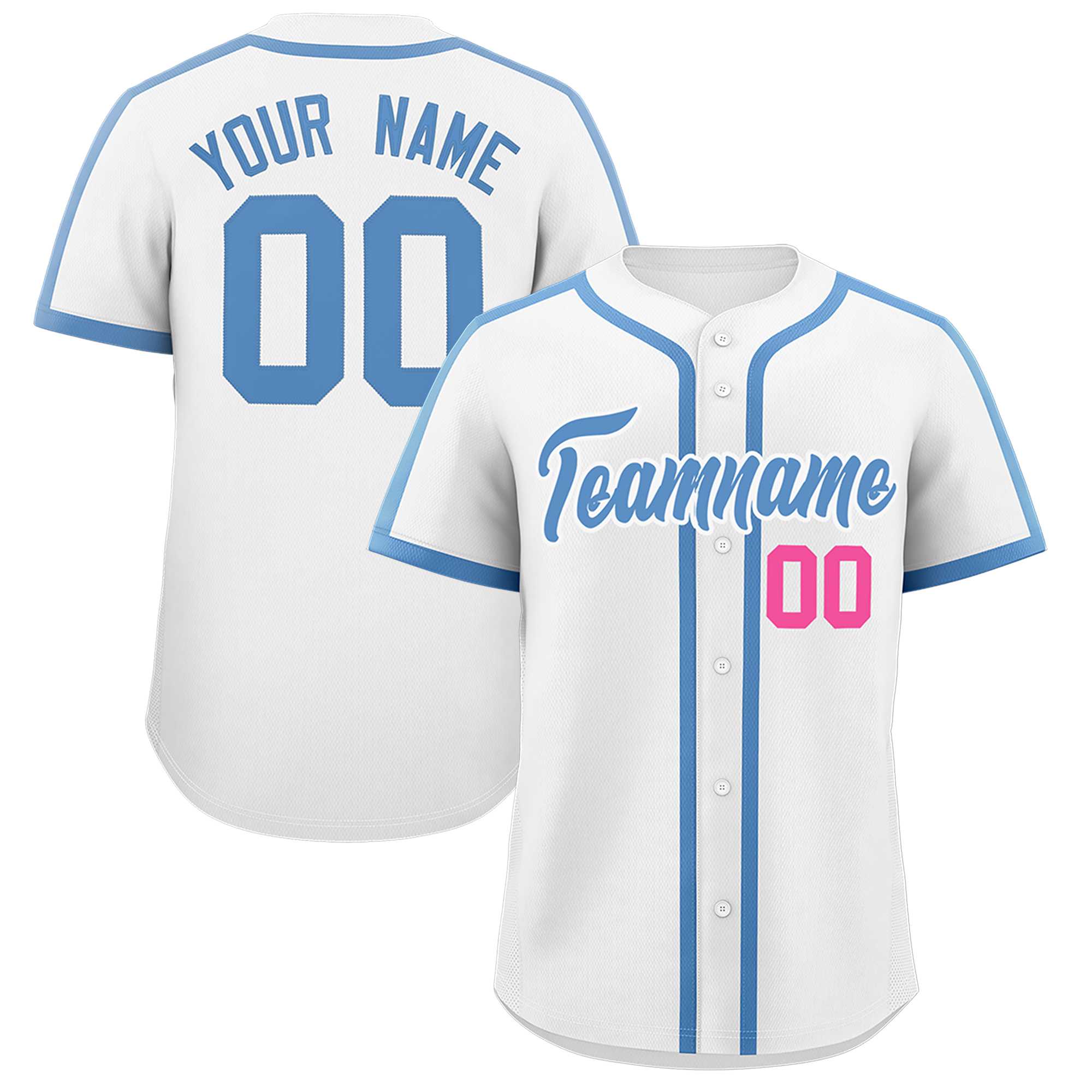 Custom White Light Blue Personalized Classic Authentic Baseball Jersey