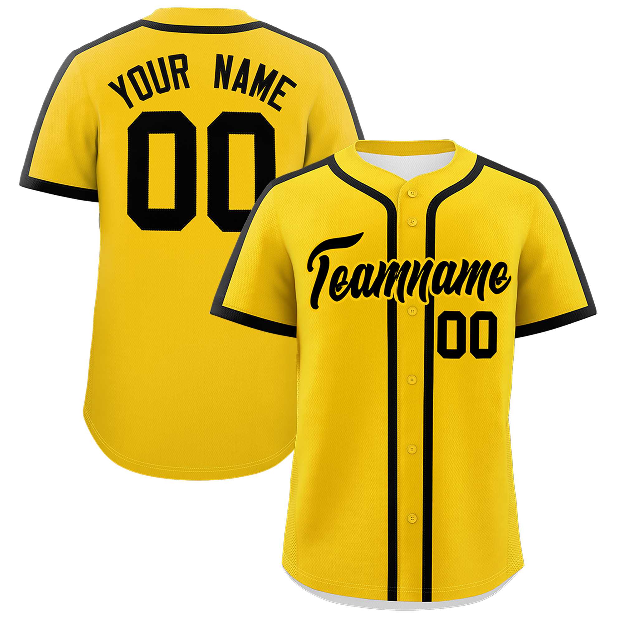 Custom Gold Black Personalized Classic Authentic Baseball Jersey