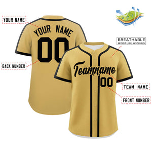 Custom Old Gold Black Personalized Classic Authentic Baseball Jersey