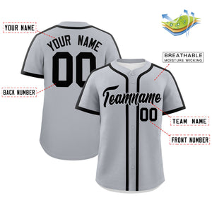 Custom Gray Black Personalized Classic Authentic Baseball Jersey