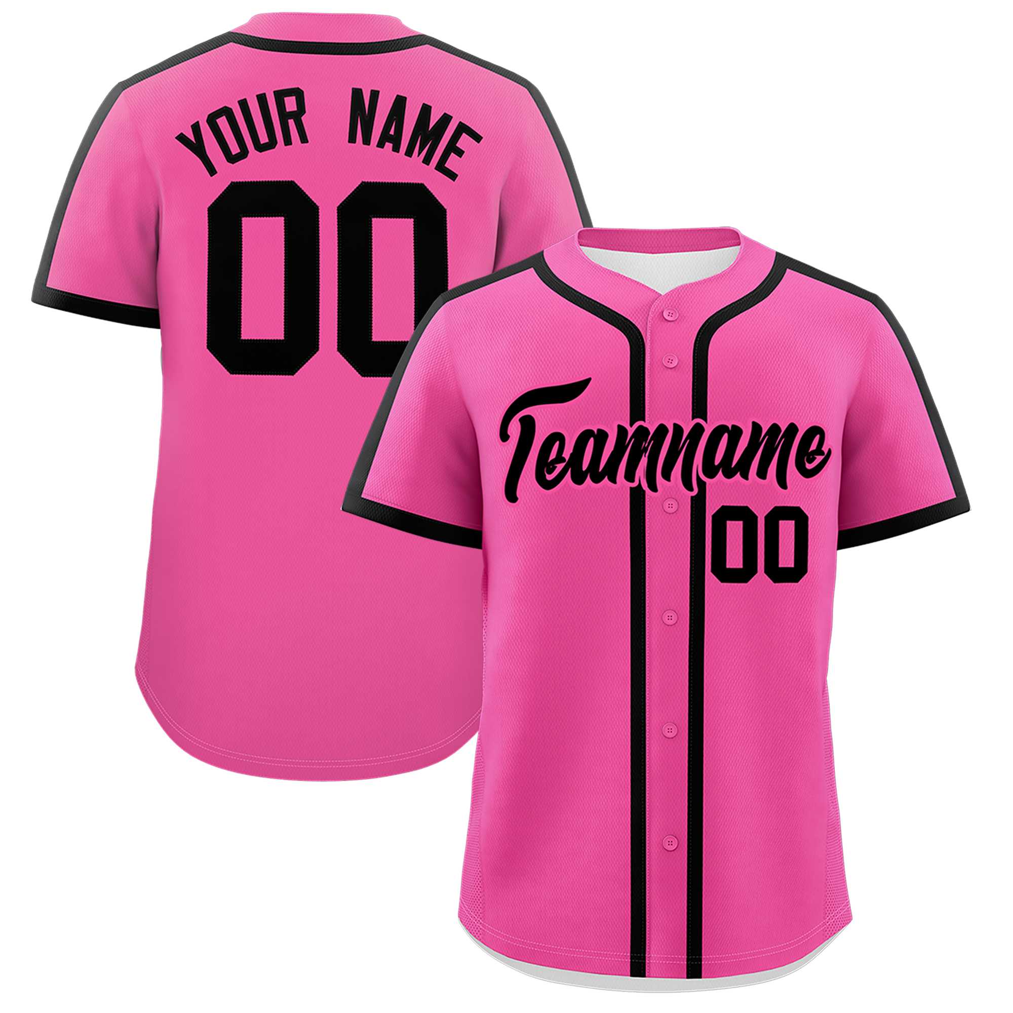 Custom Pink Black Personalized Classic Authentic Baseball Jersey