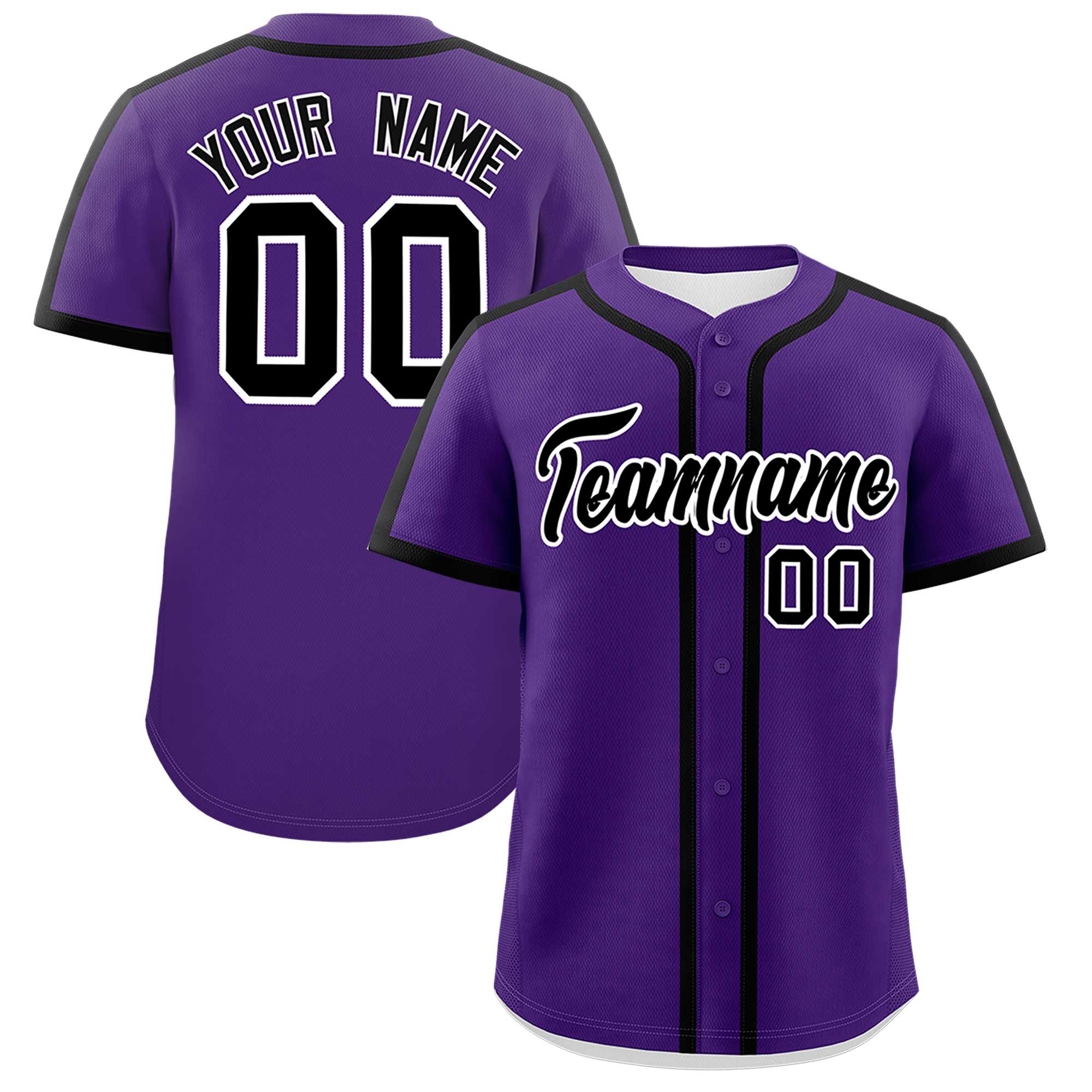 Custom Purple Black Personalized Classic Authentic Baseball Jersey