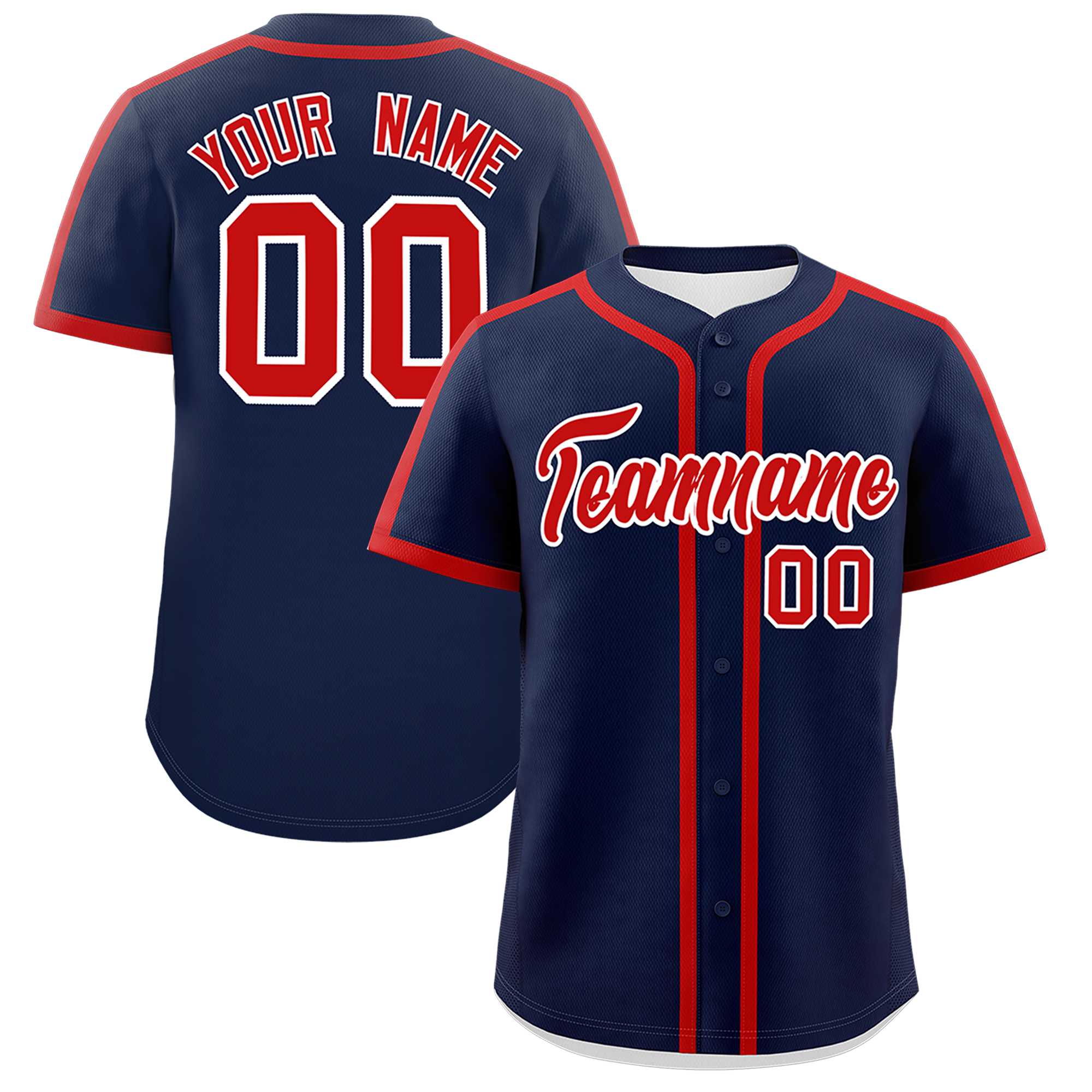 Custom Navy Red Personalized Classic Authentic Baseball Jersey