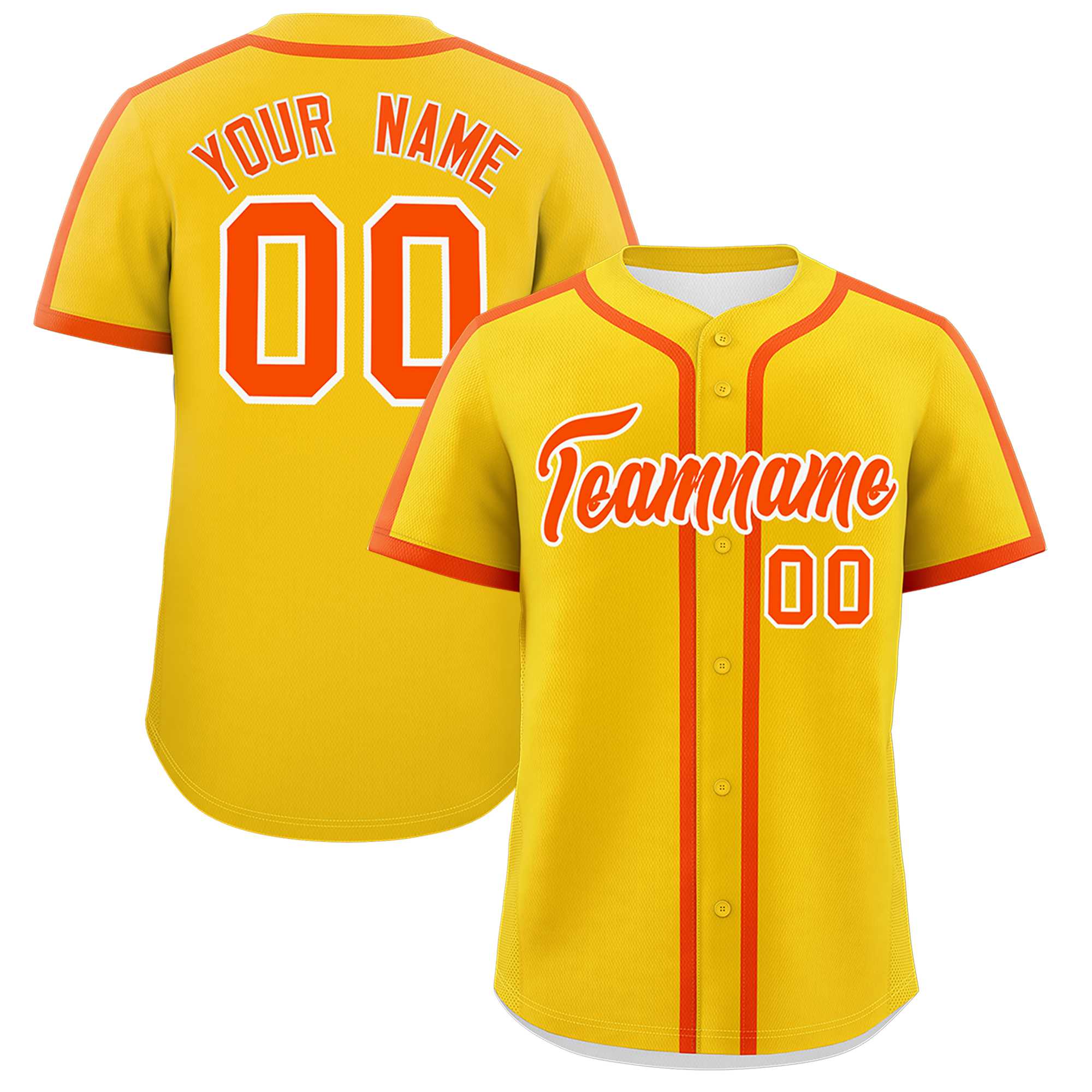 Custom Gold Orange Personalized Classic Authentic Baseball Jersey