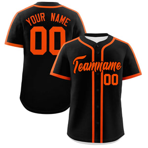 Custom Black Orange Personalized Classic Authentic Baseball Jersey