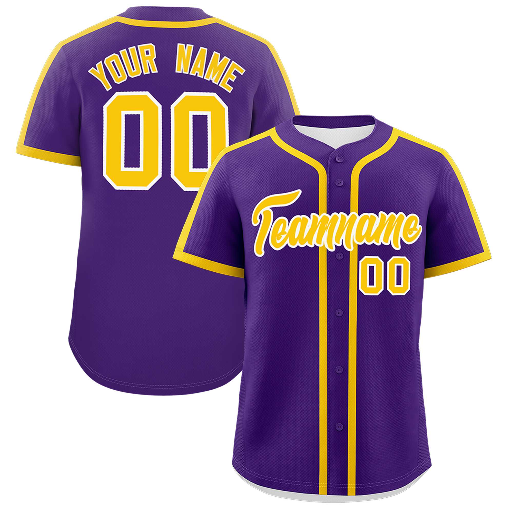 Custom Purple Gold Personalized Classic Authentic Baseball Jersey