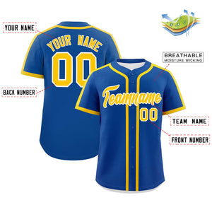 Custom Royal Gold Personalized Classic Authentic Baseball Jersey