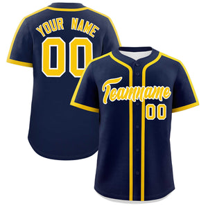 Custom Navy Gold Personalized Classic Authentic Baseball Jersey