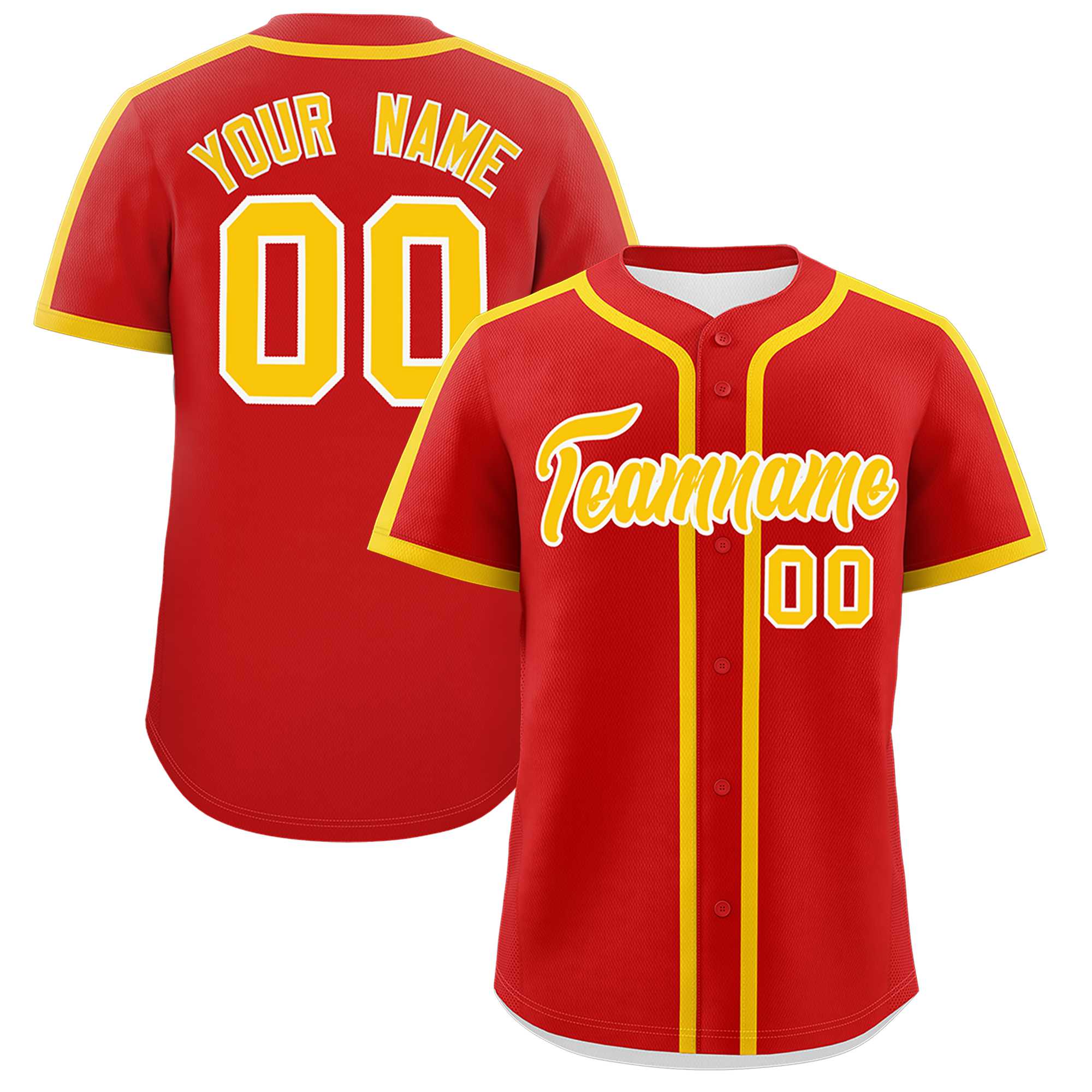 Custom Red Gold Personalized Classic Authentic Baseball Jersey