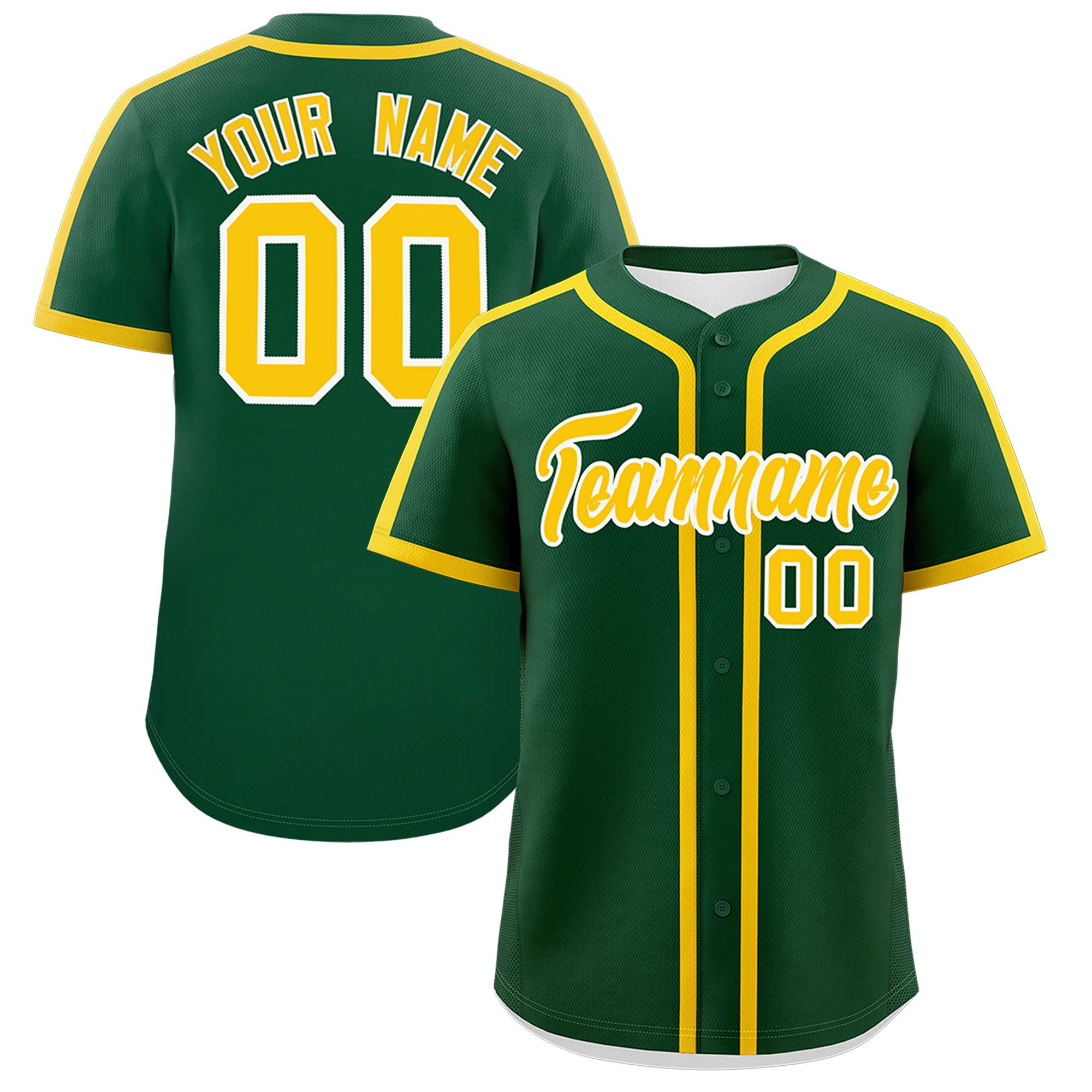 Custom Kelly Green Gold Personalized Classic Authentic Baseball Jersey