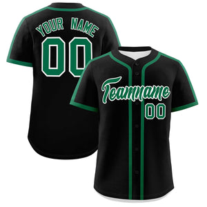 Custom Black Kelly Green Personalized Classic Authentic Baseball Jersey