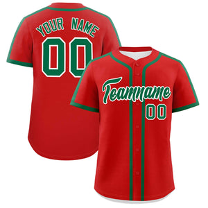 Custom Red Kelly Green Personalized Classic Authentic Baseball Jersey