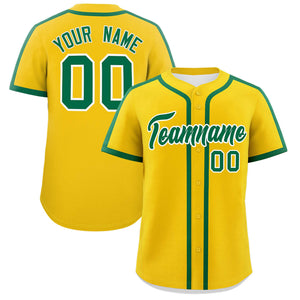 Custom Gold Kelly Green Personalized Classic Authentic Baseball Jersey