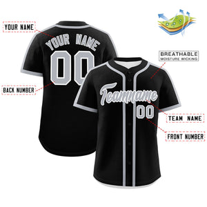 Custom Black Gray Personalized Classic Authentic Baseball Jersey