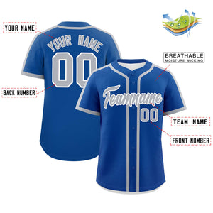 Custom Royal Gray Personalized Classic Authentic Baseball Jersey