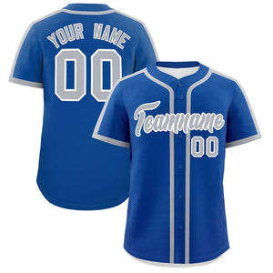 Custom Royal Gray Personalized Classic Authentic Baseball Jersey