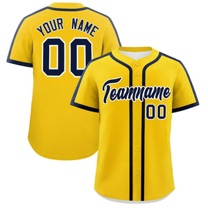 Custom Gold Navy Personalized Classic Authentic Baseball Jersey