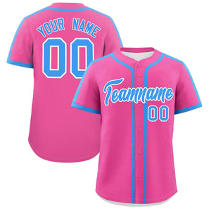 Custom Pink Powder Blue Personalized Classic Authentic Baseball Jersey