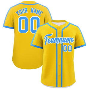 Custom Gold Powder Blue Personalized Classic Authentic Baseball Jersey