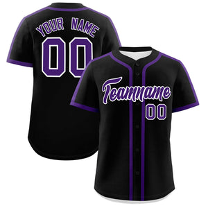 Custom Black Purple Personalized Classic Authentic Baseball Jersey