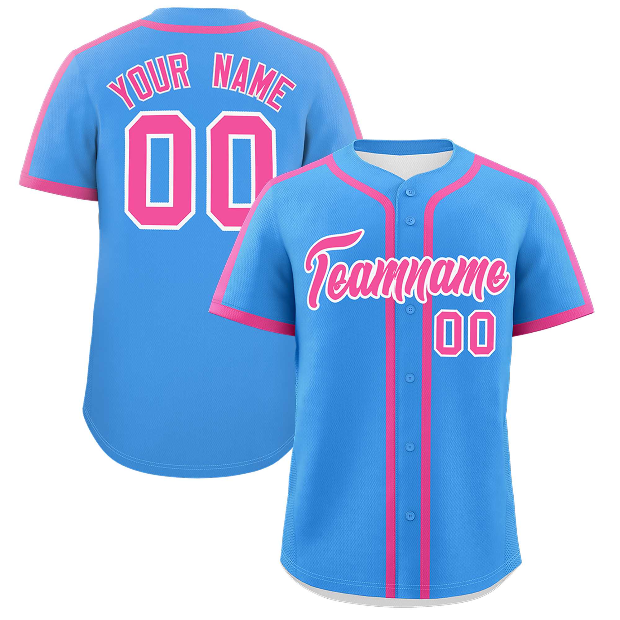 Custom Powder Blue Pink Personalized Classic Authentic Baseball Jersey